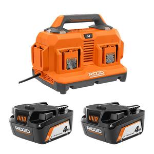 $179, Was $338, 47% Off! RIDGID 18V 6-Port Sequential Charger with 4.0 Ah Lithium-Ion Battery (2-Pack) dealfomo