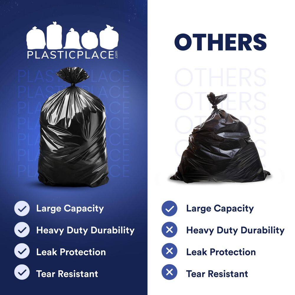 Heavy-Duty Black 60-Gallon Contractor Trash Bags with Tie Closure