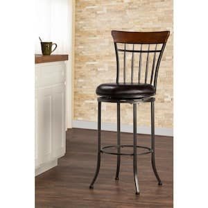 Cameron 26 in. Charcoal Gray and Chestnut Brown Spindle Back Counter Stool