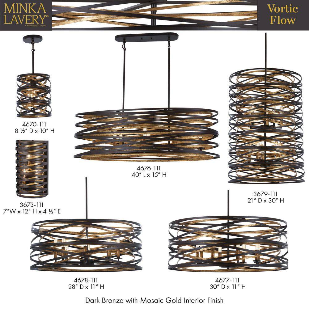 Mini Vortic Flow Dark Bronze & Mosaic Gold 1-Light Pendant