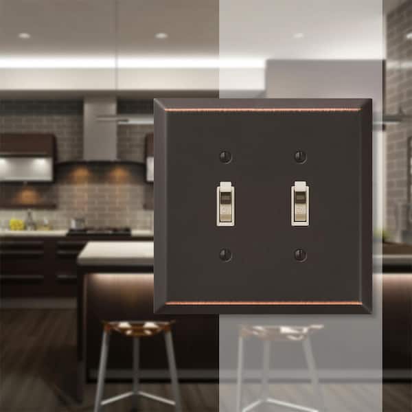 Oversized 2 Gang Toggle Steel Wall Plate - Aged Bronze