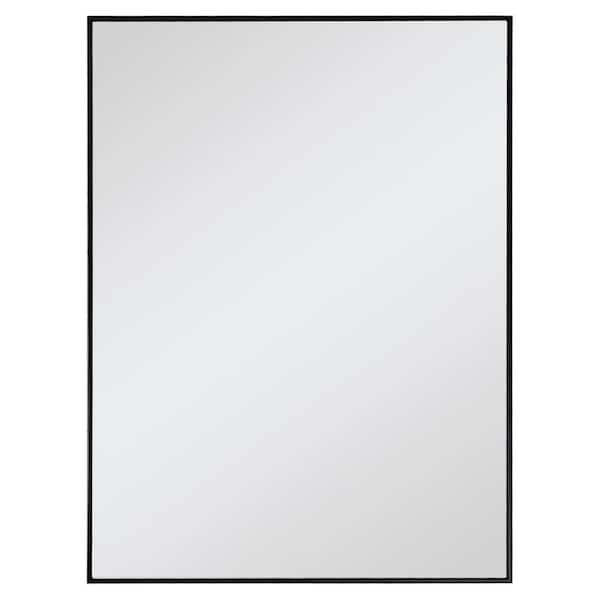  Velt 30 in. W x 40 in. H Large Metal Framed Rectangular Wall Bathroom Vanity Mirror in Black