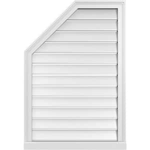26 in. x 38 in. Octagonal Surface Mount PVC Gable Vent: Functional with Brickmould Sill Frame