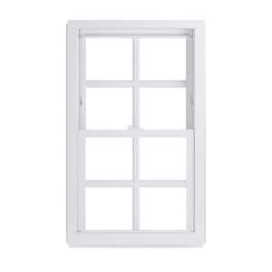 24 in. x 38 in. 50 Series Low-E Argon SC Glass Double Hung White Vinyl Replacement Window with Grids, Screen Incl