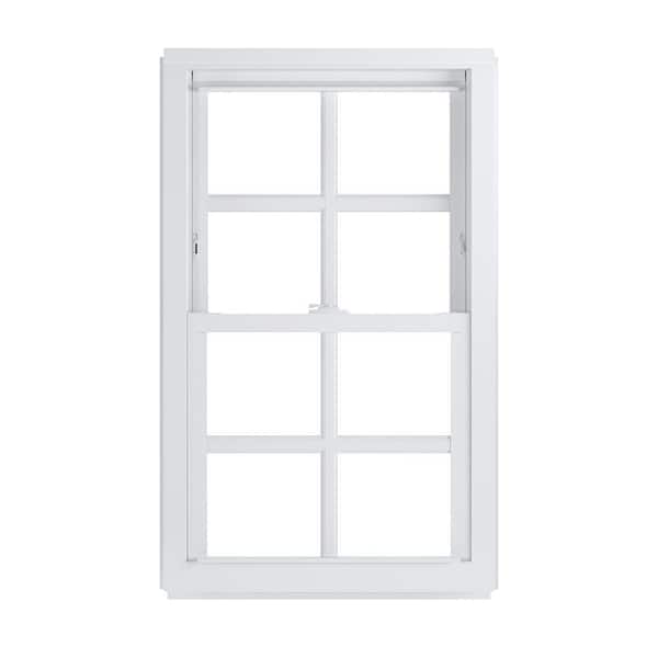 American Craftsman 24 in. x 38 in. 50 Series Low-E Argon SC Glass Double Hung White Vinyl Replacement Window with Grids, Screen Incl