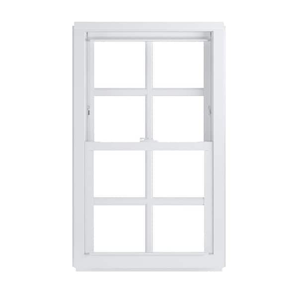 24 in. x 38 in. 50 Series White Double Hung Low-E Argon SC Glass Vinyl Replacement Window with Grids, Screen Incl