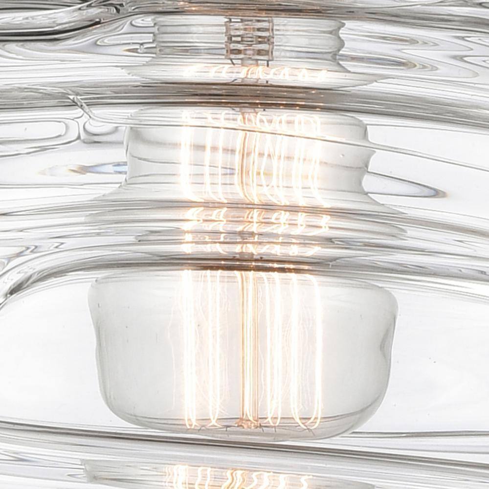 Brushed Satin Nickel Mini Drum Glass Pendant Light
