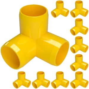 1/2 in. Furniture Grade PVC 3-Way Elbow in Yellow (10-Pack)