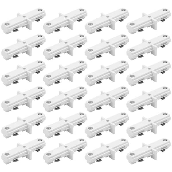 H-Track Dead-I Connector, Single Circuit 3-Wire Straight Track Light, 120V, Power Distribution Component, White 24 Pack