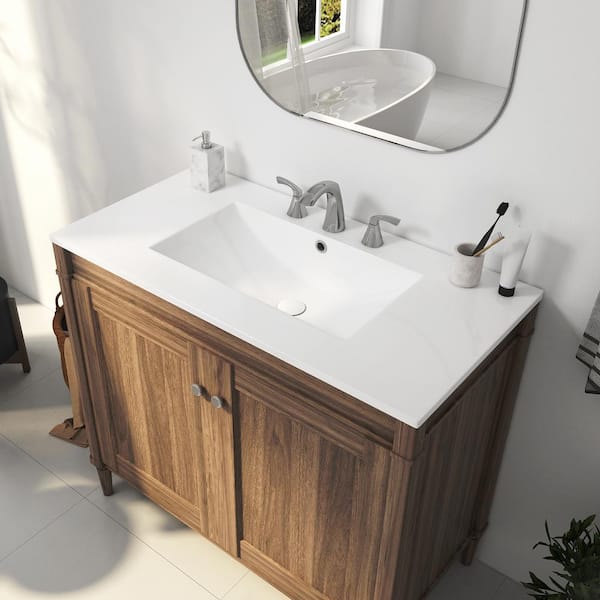 Eridanus Tucson 36 in. W x 18 in. D Vitreous China Single Sink Vanity Top in White with 3-Faucet Holes (8 in. Widespread)