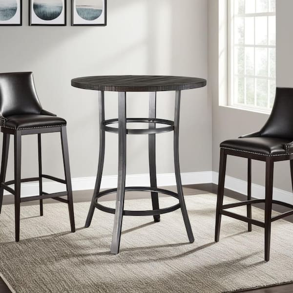 Flint 1-Bottle Dark Brown Round Bar Height Table