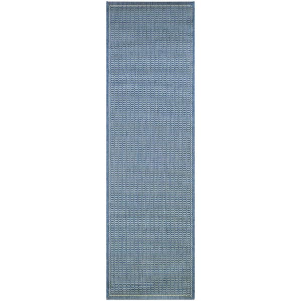 Couristan Recife Saddle Stitch Champagne-Blue 2 ft. x 12 ft. Indoor/Outdoor Runner Rug