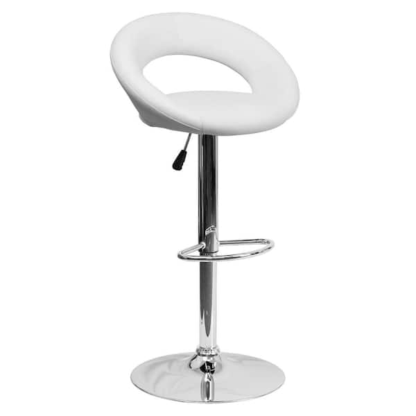 Flash Furniture 32.75 in. Adjustable Height White Cushioned Bar Stool
