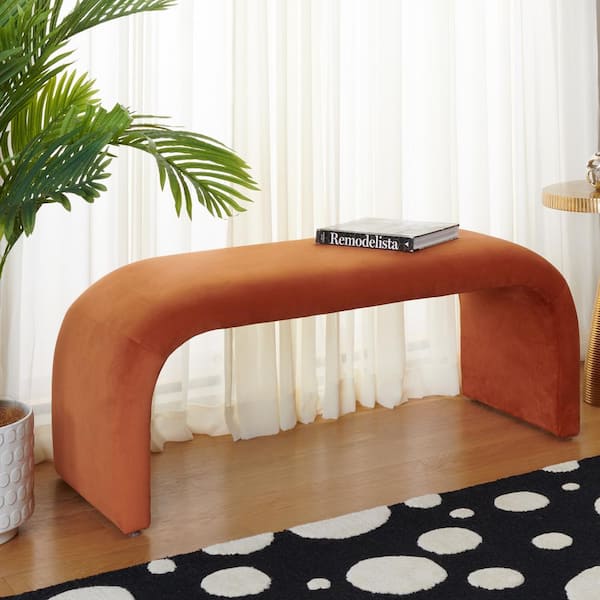 SAFAVIEH Tenko Rust Entryway Bench With Cushion 44.69 in.