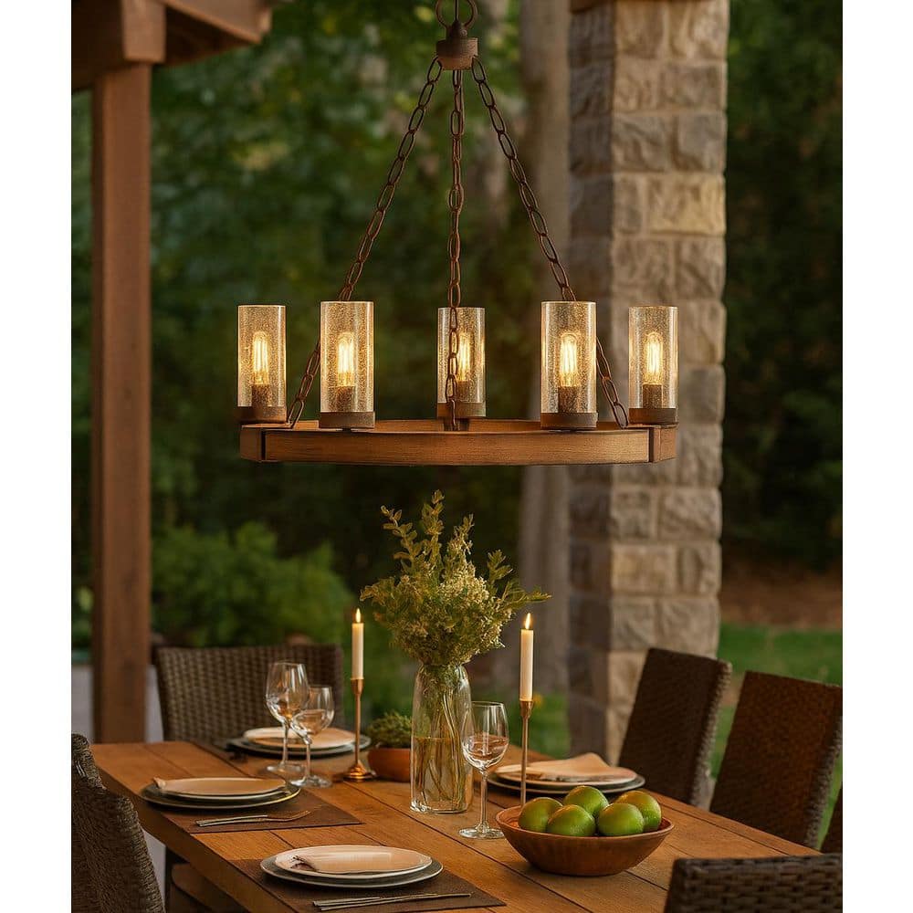 chandelier シェルフ HINKLEY Sawyer Medium 6-Light Sequoia Brown Outdoor Hanging