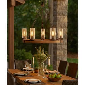 Sawyer Medium 6-Light Sequoia Brown Outdoor Hanging Chandelier