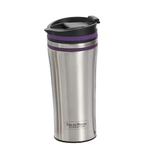 15 oz. Purple Double Wall Stainless Steel Coffee Tumbler with Silicone Ring