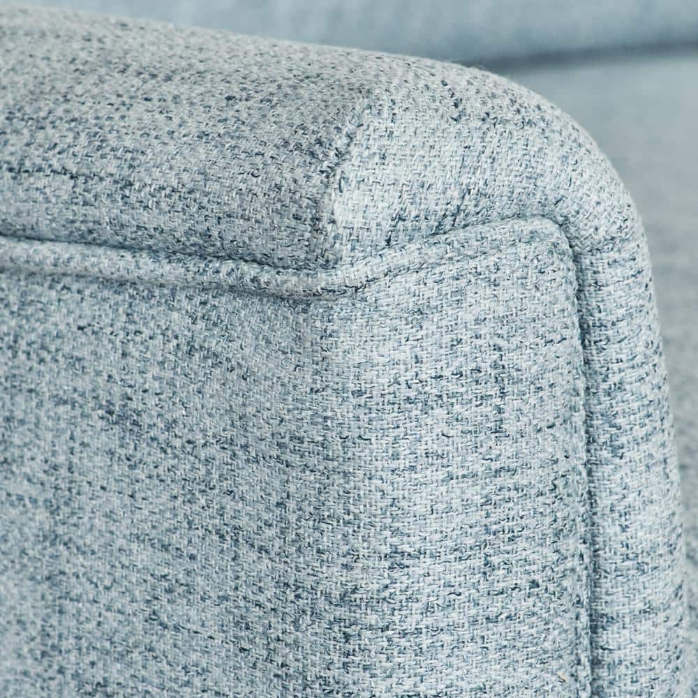 Soothing Spot Blue Swivel Recliner with Wooden Accents