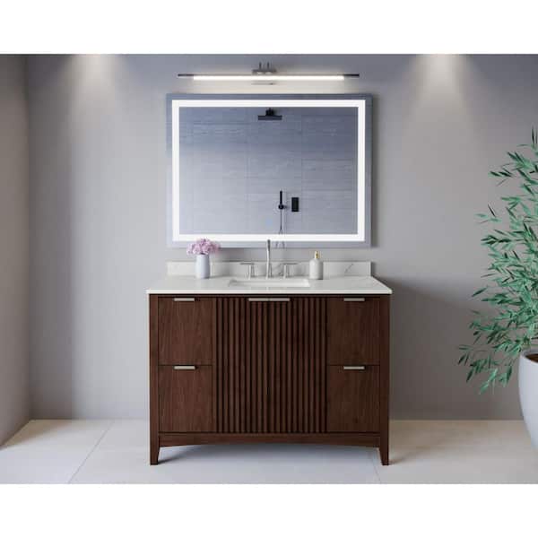 Palmilla 48 in. Single Freestanding Dark Walnut Bath Vanity with Giotto Quartz Top Assembled