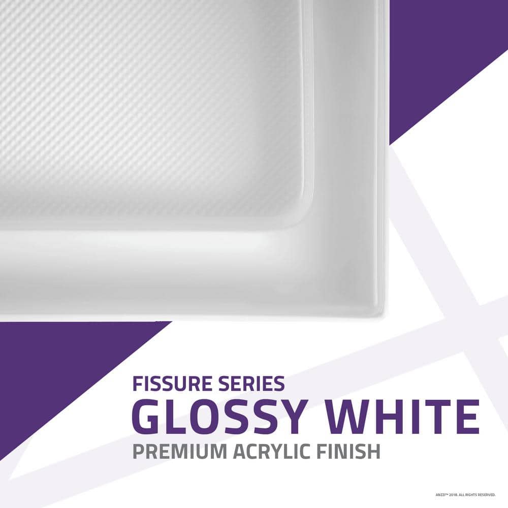 Gloss White Acrylic and Fiberglass Shower Base, 36 x 48 in