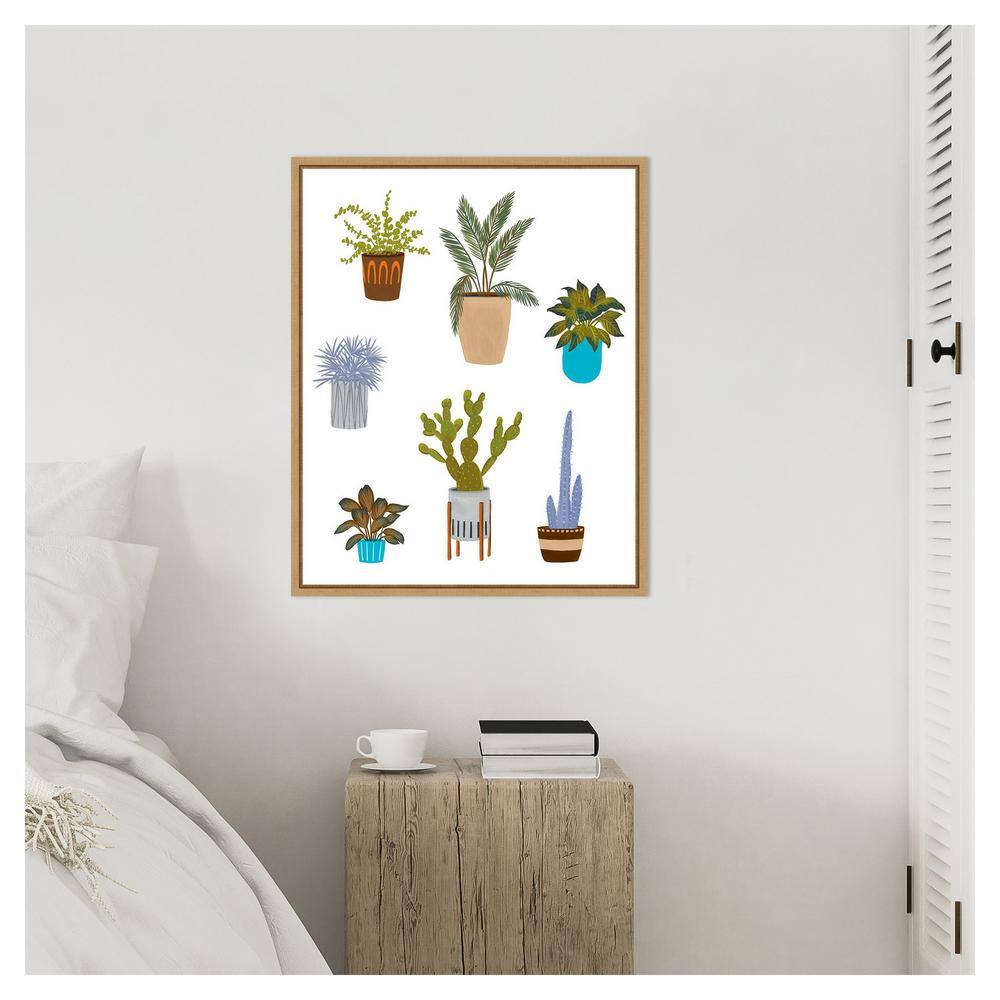 Houseplant Chart II Giclee Print on Canvas with Maple Frame