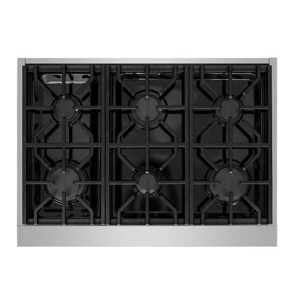 NXR Entree 36 in. Professional Style Gas Cooktop with 6-Burners in Stainless Steel and Black