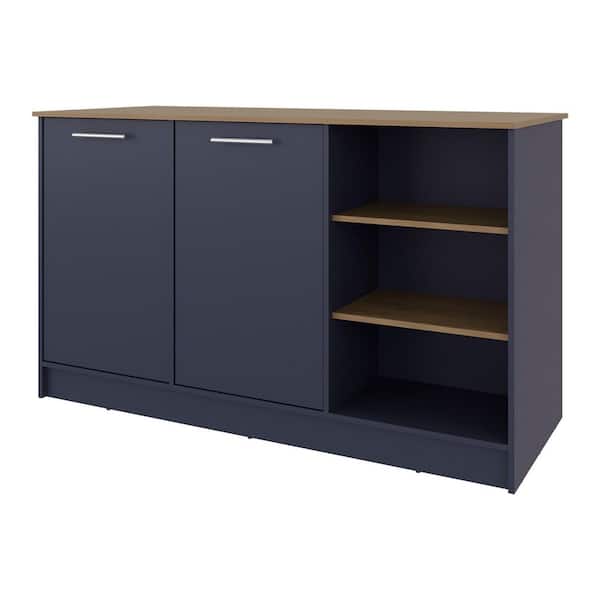 Oak Wood 26.0 in. Kitchen Island with 2 Doors and Open Storage