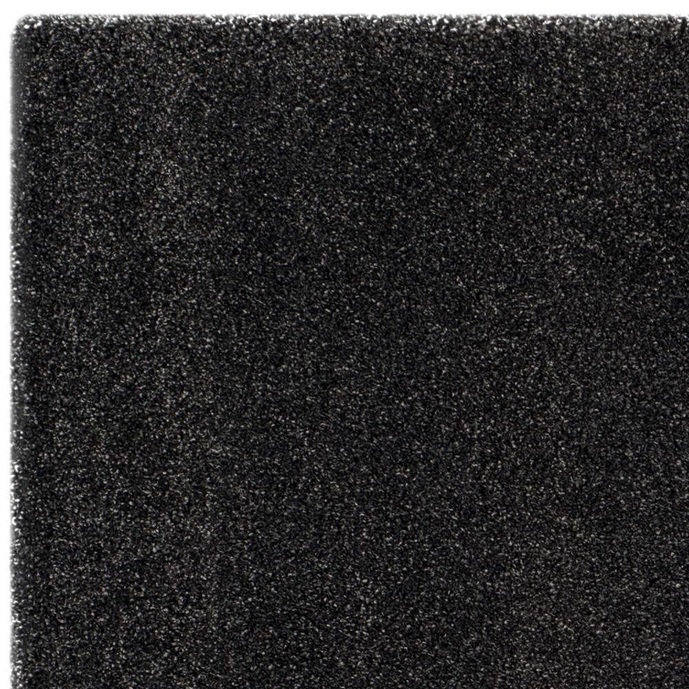 Dark Grey Square Shag Synthetic Easy Care Rug