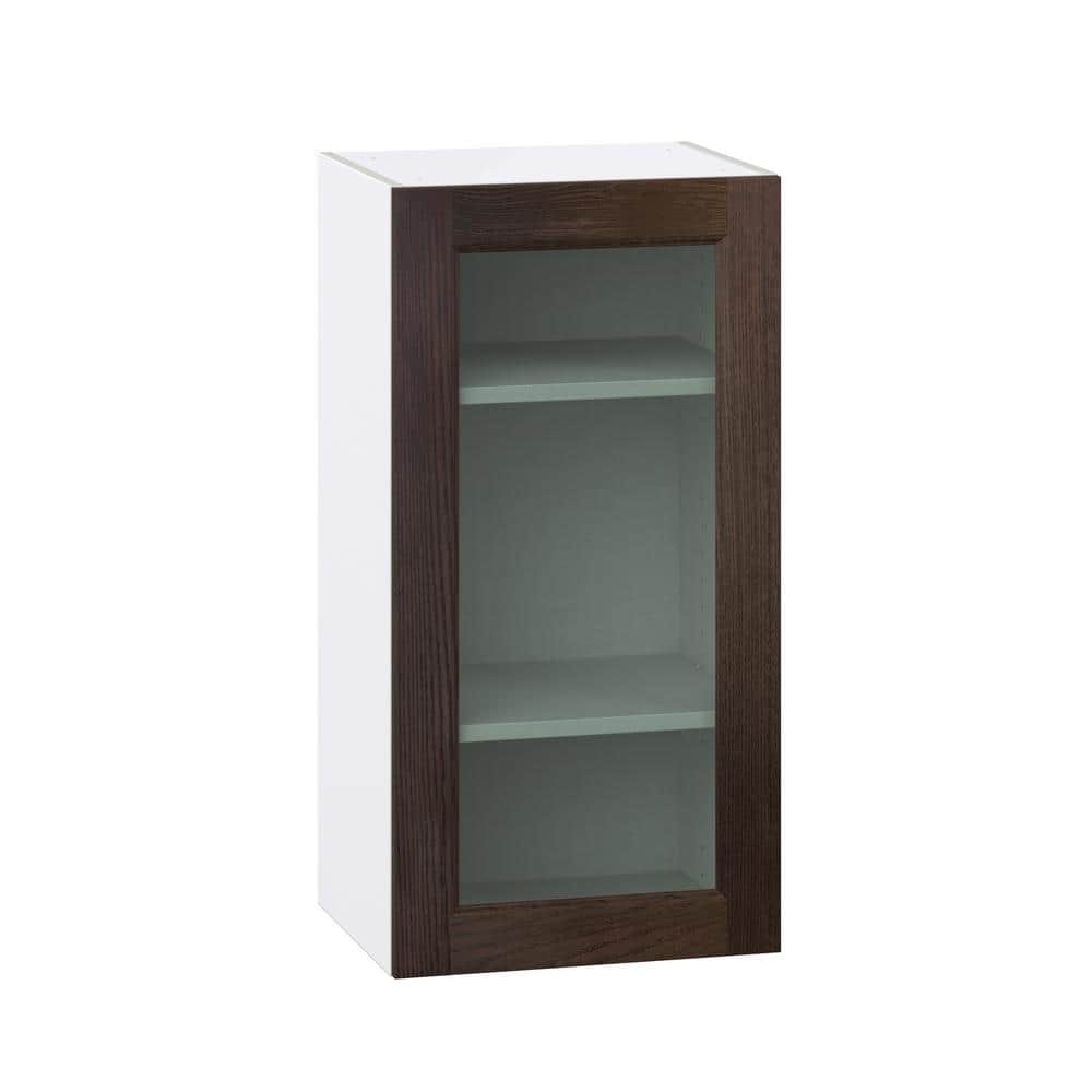 Georgetown 18 in. W x 14 in. D x 35 in. H Assembled Glass Door Wall Kitchen Cabinet in Chestnut price history on PriceWatchPro