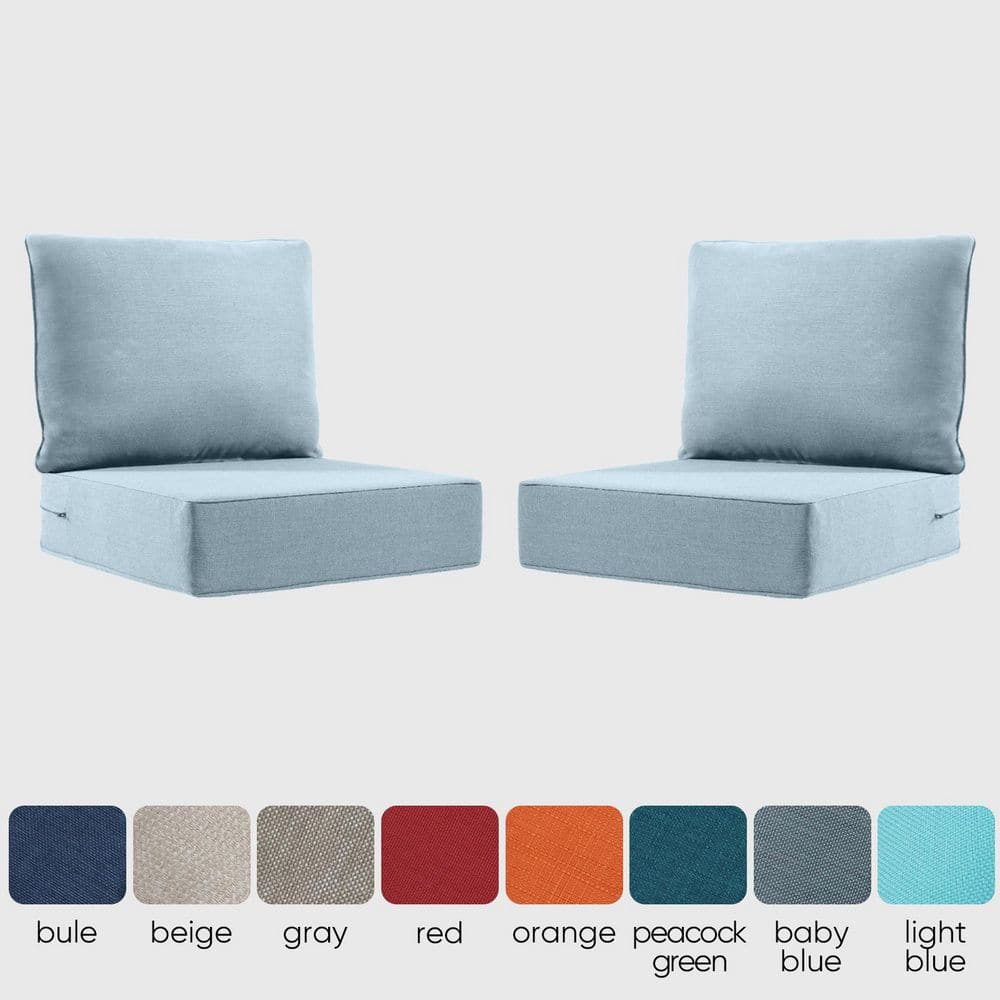 Carolina 24 in. x 24 in. x 6 in. Olefin 2-Piece Deep Seating Outdoor Lounge Chair Sofa Cushion in Baby Blue price history on PriceWatchPro