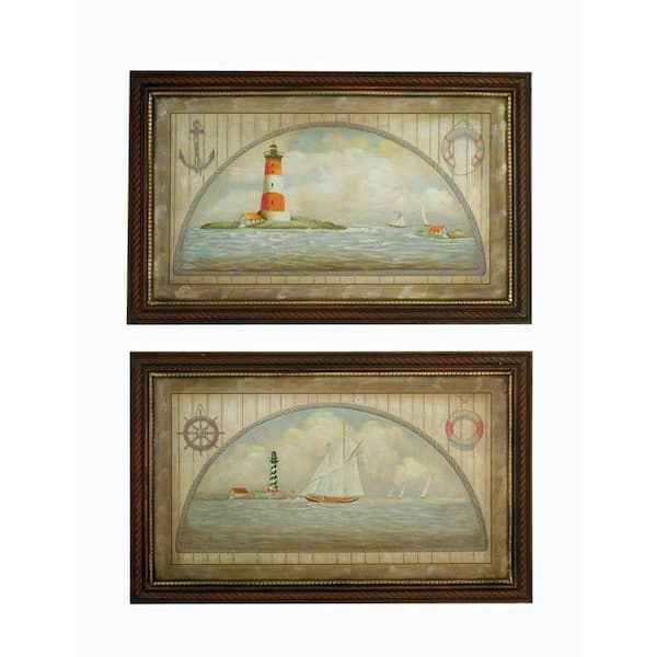 Antique Reproductions 19 in. x 30 in. "Lighthouse" Wall Art (Set of 2)