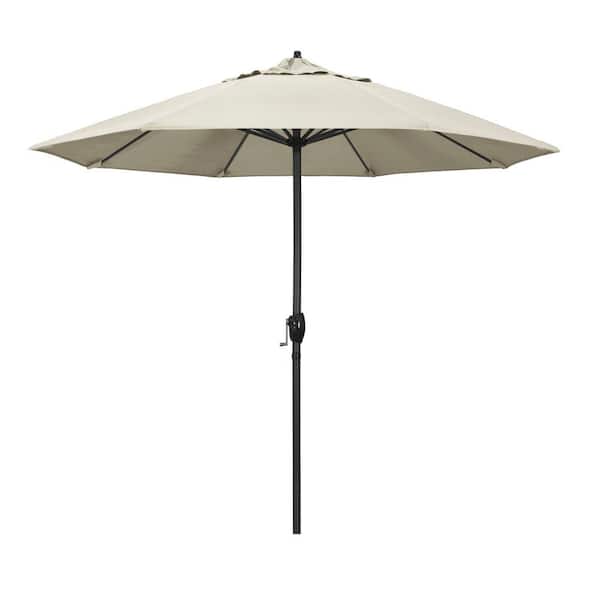 California Umbrella 9 ft. Black Aluminum Market Patio Umbrella Auto Tilt in Canvas Pacifica