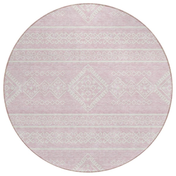 Addison Rugs Chantille Machine Washable Indoor/Outdoor Abstract ACN901 Pink 8 ft. x 8 ft. Area Rug