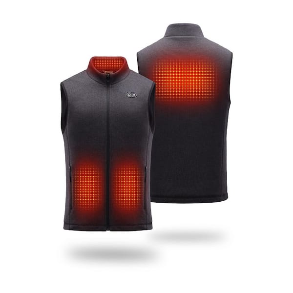 Men's Large Black Fleece Heated Vest (Vest Only), Compatible with Your Battery
