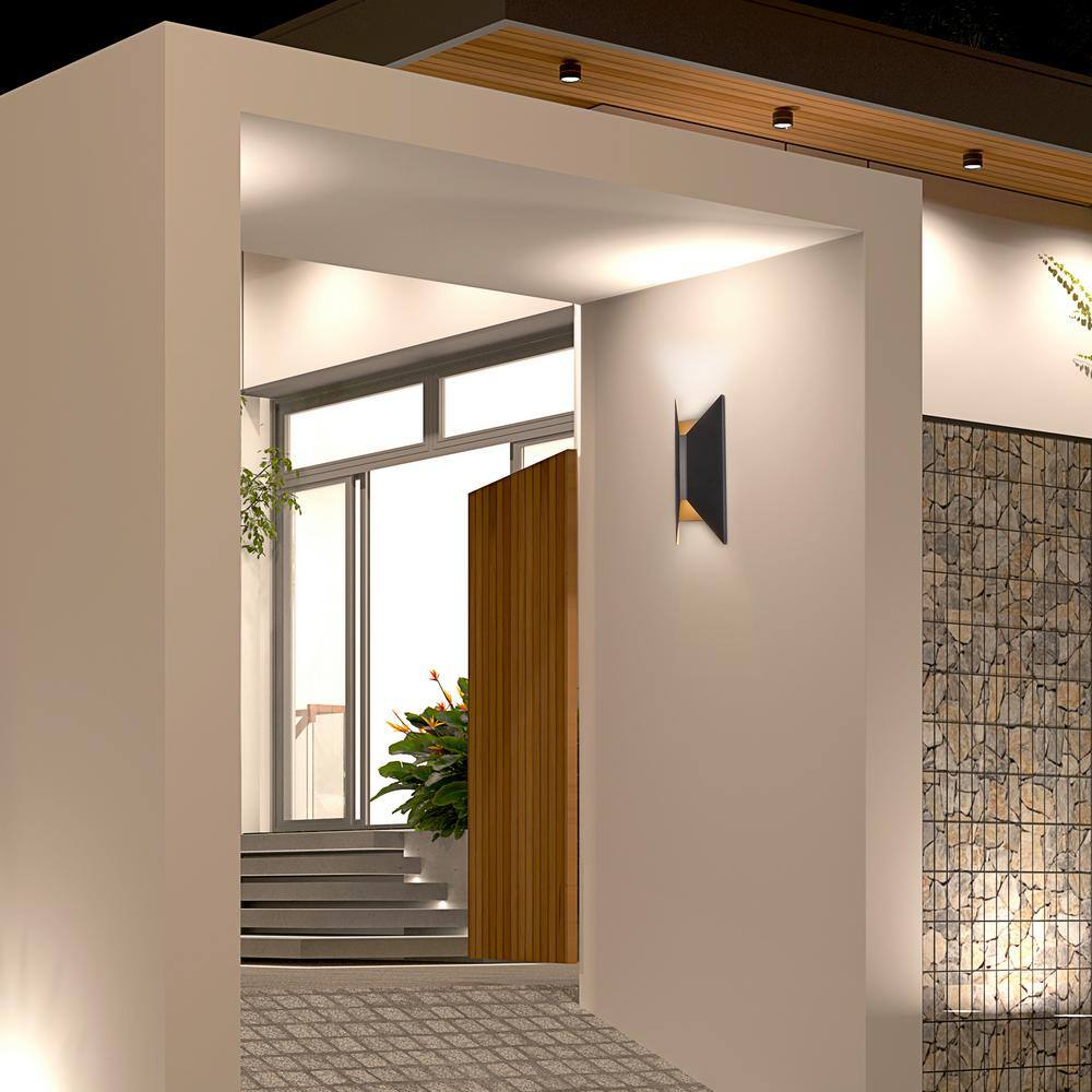 Black Matte LED Outdoor Wall Sconce with Tunable White Light
