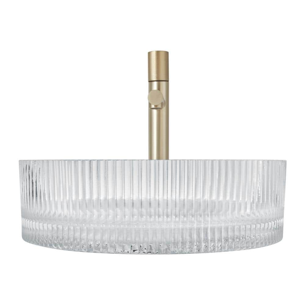 Clear Tempered Glass Circular Vessel Bathroom Sink - 16 in.