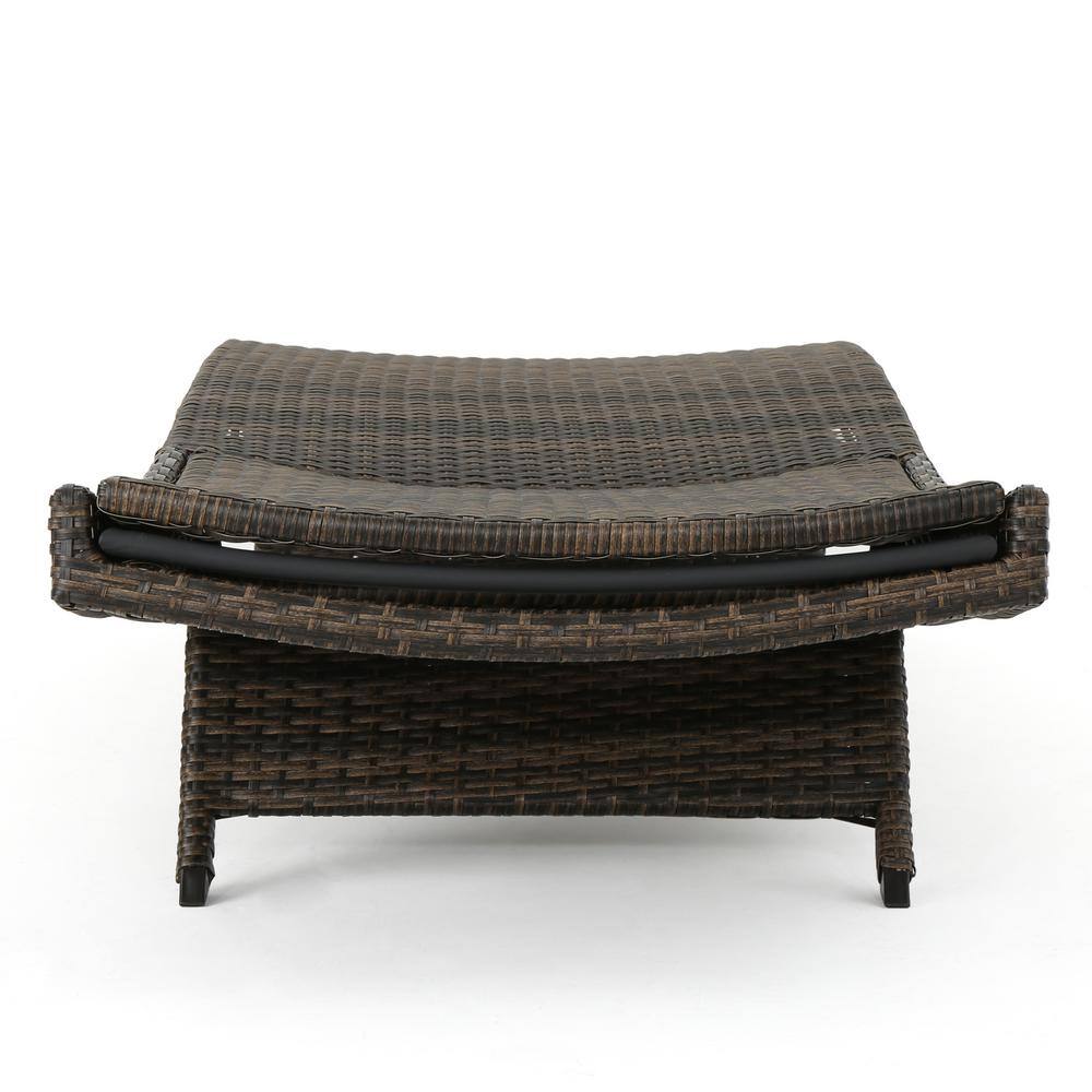 Mixed Mocha Wicker and Aluminum Outdoor Chaise Lounge Set of 2