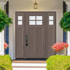 Regency 64 in. x 80 in. LHOS 4L-1/4 Toplite Clear Glass Ashwood Stain Fir Fiberglass Prehung Front Door with Dbl 12in.SL