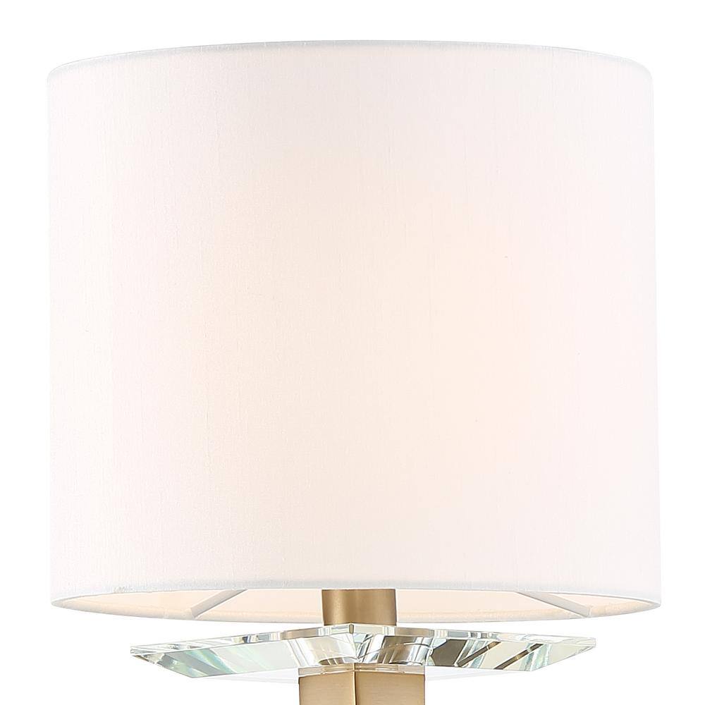 Aged Brass and White Silk 1-Light Wall Sconce