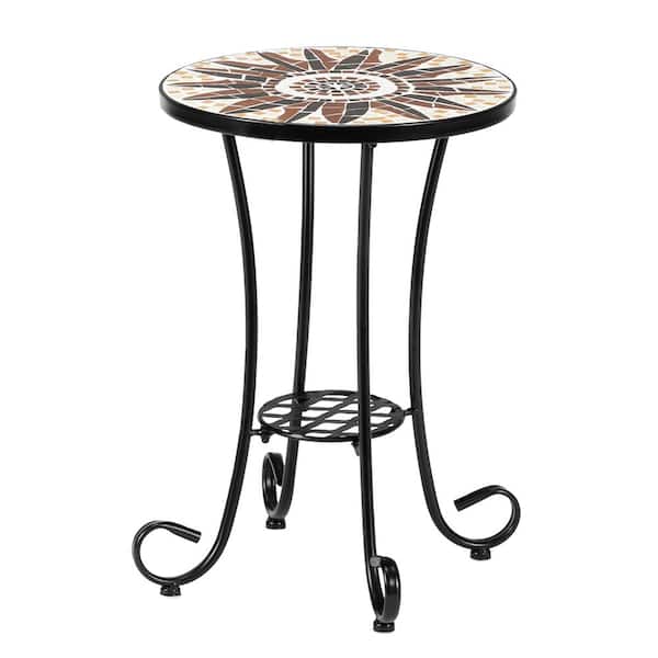 Karl home Metal and Ceramic Tile Mosaic Patio Side Table