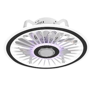 19.7 in. Indoor White Modern Semi Flush Mount Ceiling Fan with Adjustable White Integrated LED and Remote