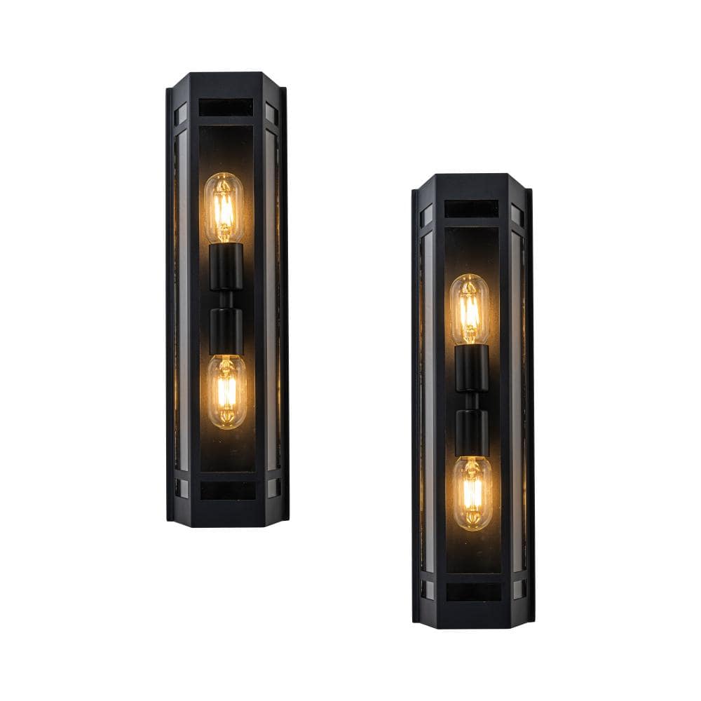 "H20"" Modern Black Outdoor with Dusk-to-Dawn Sensor and Clear Tempered Glass Weather-Resistant Lighting Fixture(2 Pack)" price history on PriceWatchPro