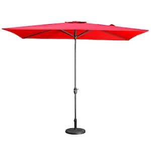 10ft. Steel Patio Umbrella in Red for Beach Garden Outside UV Protection