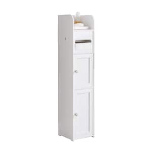SignatureHome Bexley White Finish 36" In. H Bathroom Storage Cabinet with 2 Doors and 1 Shelves. (8Lx8Wx36H)