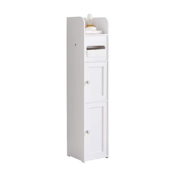 Signature Home SignatureHome Bexley White Finish 36" In. H Bathroom Storage Cabinet with 2 Doors and 1 Shelves. (8Lx8Wx36H)