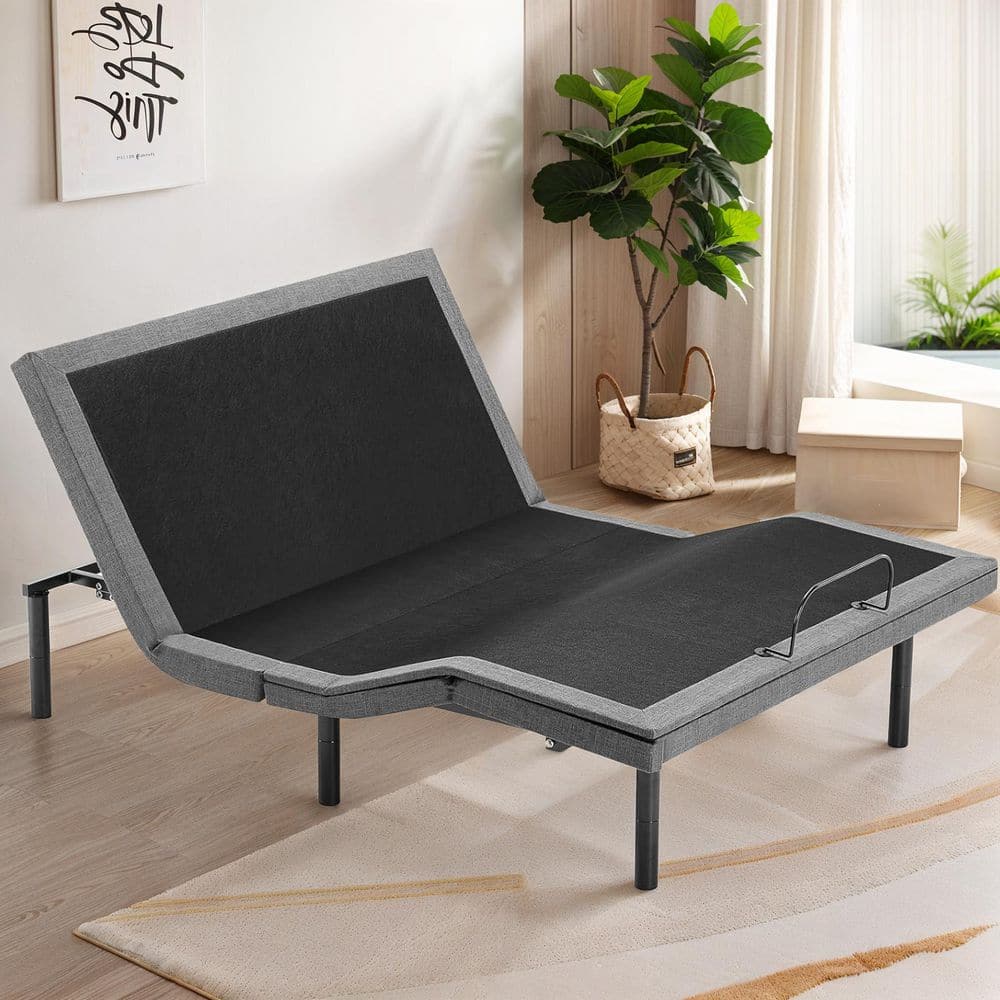 Wonder Comfort Luxury Black Full Electric Adjustable Bed Frame with Wireless Remote and 2-USB Ports, Head and Foot Incline, image size:1000x1000