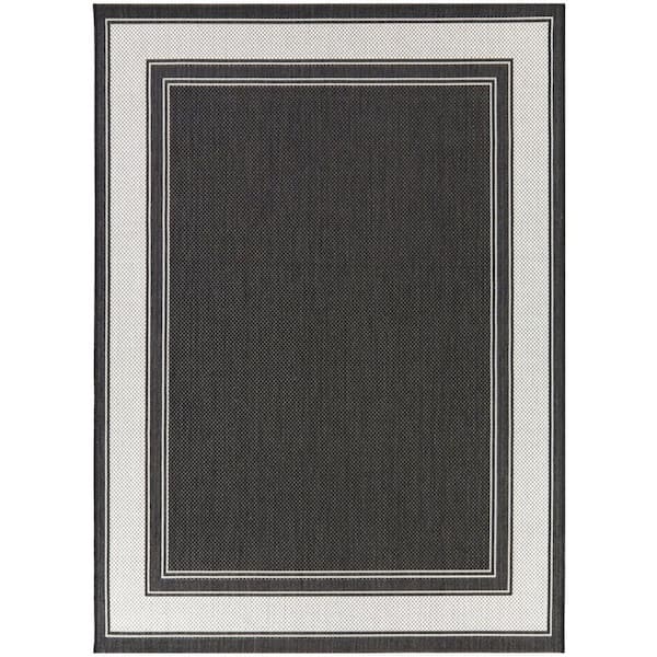 Hampton Bay Cooper Black 8 ft. x 10 ft. Border Indoor/Outdoor Area Rug