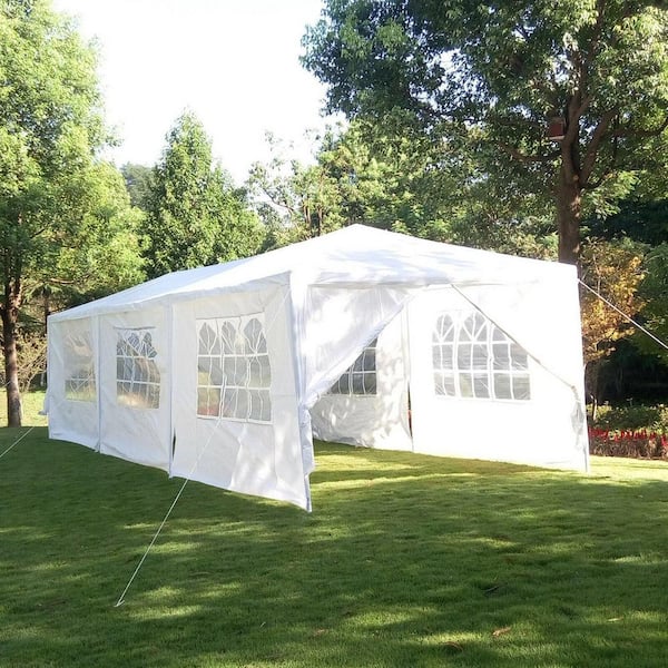 10 ft. x 30 ft. Outdoor Garden Gazebo Wedding Party Tent Canopy Marquee with 8 Removable Sidewalls, White