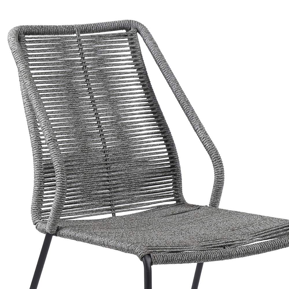 Gray Rope and Steel Armless Stackable Dining Chairs - Set of 2