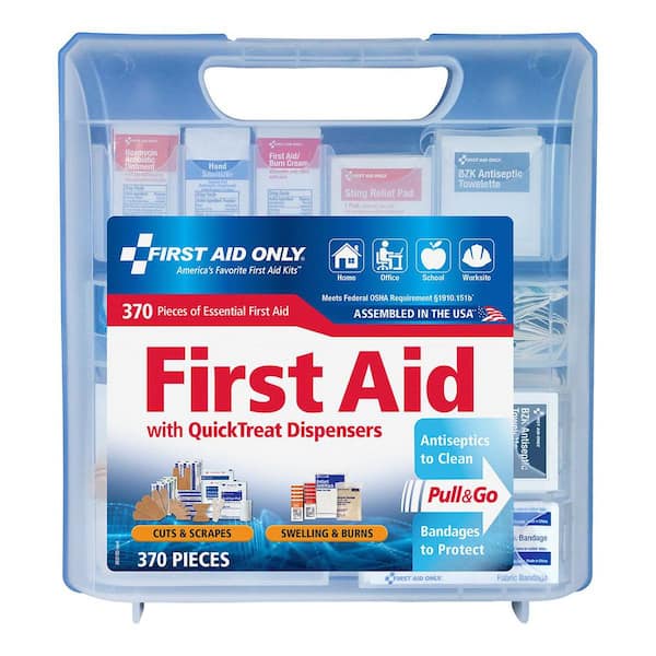Quick Treat Dispenser Plastic OSHA Compliant First Aid Kit, 370-Pieces
